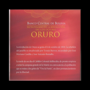 BLISTER DE BOLIVIA “ORURO” CON MONEDA INCLUIDA “BANCO CENTRAL DE BOLIVIA” 2010