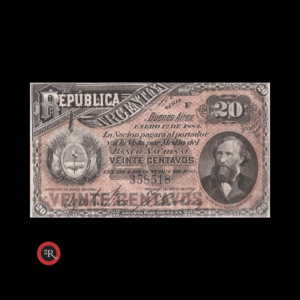 ARGENTINA 1884 20 CENTAVOS COL.012a CAJA CONVERSION (FRACCIONARIOS)