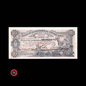 BUENOS AIRES ARGENTINA 1891 1 PESO (CERTIFICADO DE DEPOSITO) BAU#212a