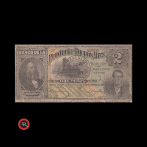 BUENOS AIRES ARGENTINA 2 PESOS 1881 BANCO PROVINCIAL BAU#201