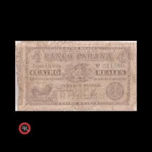 PARANA ARGENTINA 4 REALES 1868 BANCO DE PARANA BAU#ENR155