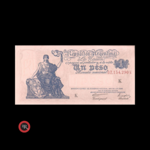 ARGENTINA (PROGRESO) 1 PESO 1947 BOT#1833 COL#416a