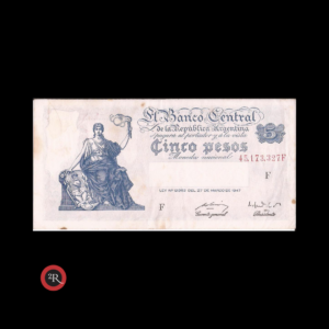 ARGENTINA 5 PESOS 1951 BOT#1861 COL#425c