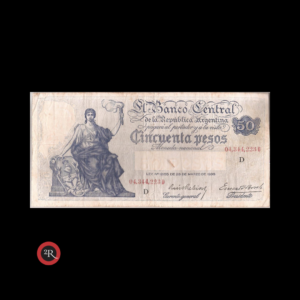 ARGENTINA 50 PESOS 1937 (PROGRESO) BOT#1889 COL#435b