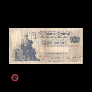 ARGENTINA 100 PESOS 1937 (PROGRESO) BOT#1895 COL#436b