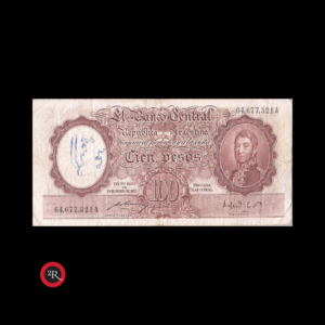 ARGENTINA 100 PESOS 1952 BOT#2041 COL#490d