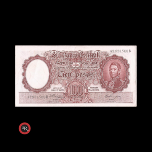 ARGENTINA 100 PESOS 1959 BOT#2054 COL#496a