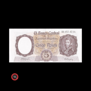 ARGENTINA 5 PESOS 1960 BOT#1919 COL#445a