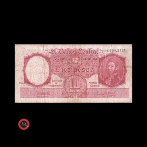 ARGENTINA 10 PESOS 1945 BOT#1930a COL#450a