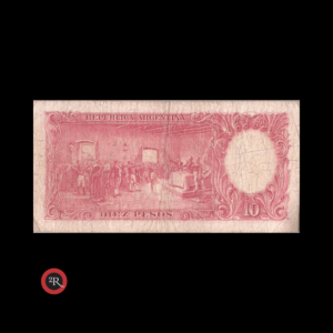 ARGENTINA 10 PESOS 1949 BOT#1938 COL# 455a