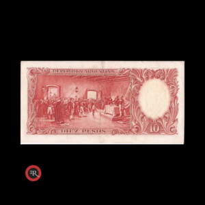 ARGENTINA 10 PESOS 1955 BOT#1950 COL#458a