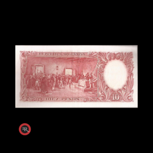 ARGENTINA 10 PESOS 1956 BOT#1956 COL#461a