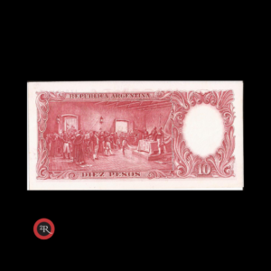 ARGENTINA 10 PESOS 1960 BOT#1967 COL#464a