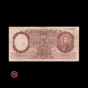 ARGENTINA 100 PESOS 1956 BOT#2046 COL#492