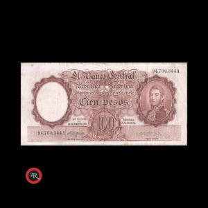 ARGENTINA 100 PESOS 1957 BOT#2048 COL#493b