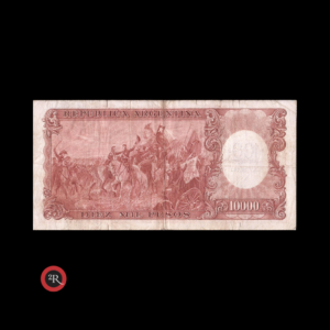 ARGENTINA 10000 PESOS MONEDA NACIONAL RESELLADO A 100 PESOS LEY 18188  1971 BOT#2223 COL# 557b