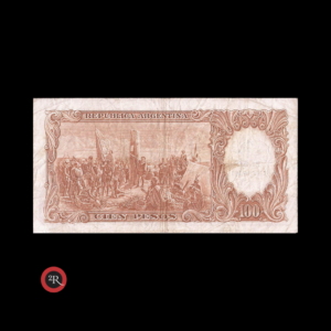 ARGENTINA 100 PESOS MONEDA NACIONAL RESELLADO A 1 PESO LEY 18188 1970 BOT#2202 COL#551b