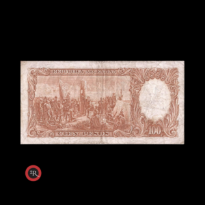 ARGENTINA 100 PESOS MONEDA NACIONAL RESELLADO A 1 PESO LEY 18188 1971 BOT#2203 COL# 551c