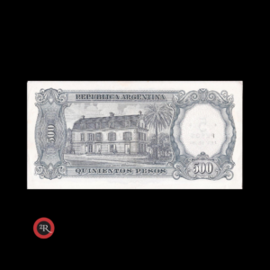 ARGENTINA 500 PESOS MONEDA NACIONAL RESELLADO A 5 PESOS LEY 18188 1970 BOT#2208 COL# 553b