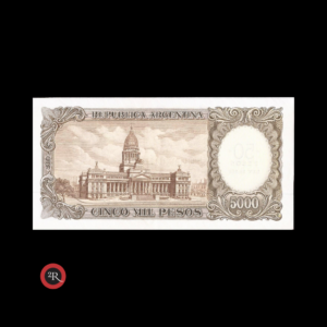 ARGENTINA 5000 PESOS MONEDA NACIONAL RESELLADO A 50 PESOS LEY 18188 1969 BOT#2217 COL#555b