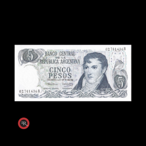 ARGENTINA 5 PESOS LEY 18188 1974 BOT#2328 COL#609b