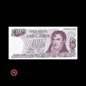 ARGENTINA 10 PESOS LEY 18188 1971 BOT#2335 COL#611b