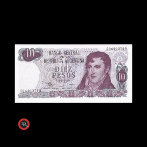 ARGENTINA 10 PESOS LEY 18188 1971 BOT#2339 COL#613a