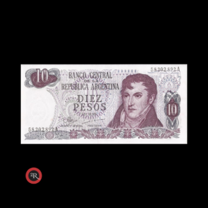 ARGENTINA 10 PESOS LEY 18188 1971 BOT#2339 COL#613a