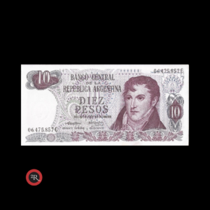 ARGENTINA 10 PESOS LEY 18188 1973 BOT#2350 COL#617a