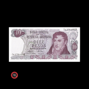 ARGENTINA 10 PESOS LEY 18188 1976 BOT#2357 COL#619c